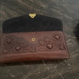 Elegant Brown Floral Embossed Women's Clutch